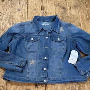 Blue Denim Jacket with Star Accents